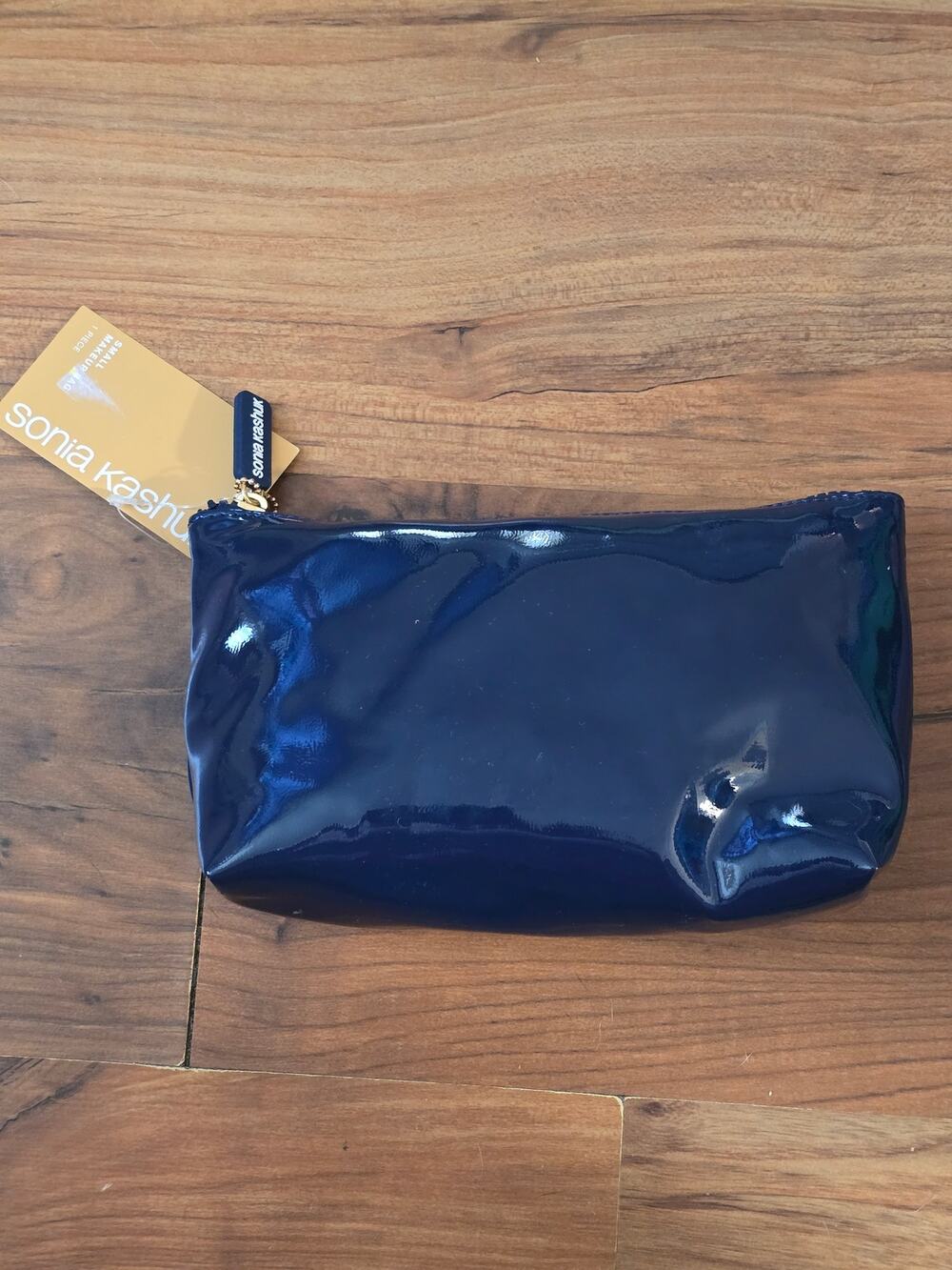 Sonia Kashuk Makeup Travel Bag blue Patent leather Bags Zip s6